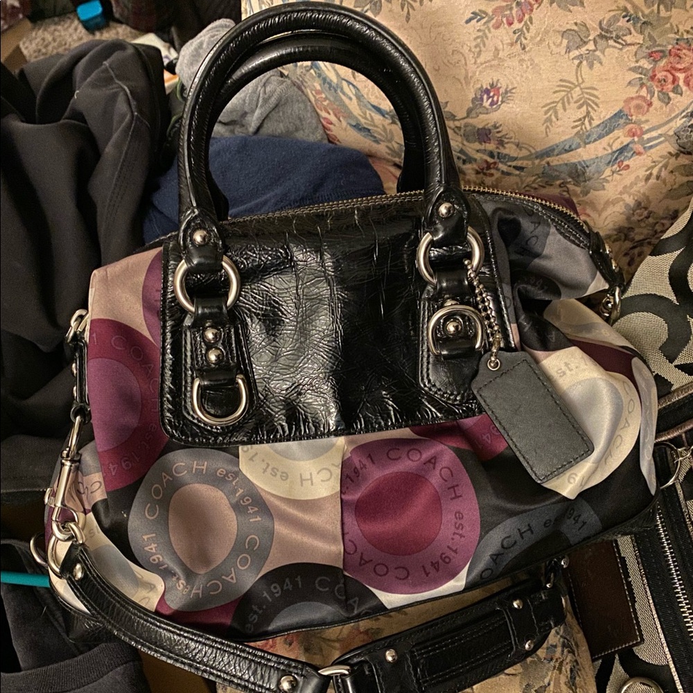 COACH F15451 Ashley Snaphead Sateen Purple & Black